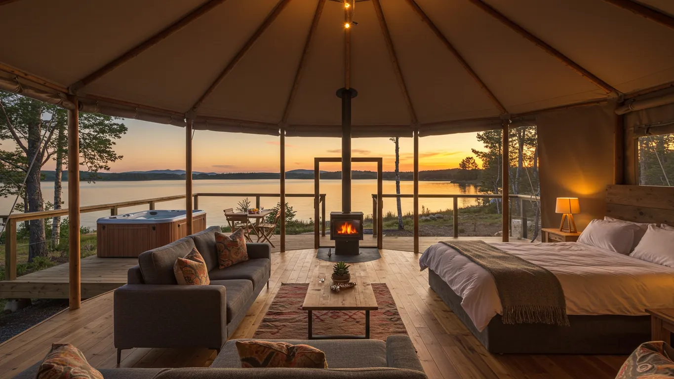 Luxury glamping scene in Clarksville
